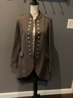 NWT Venti6 Italy brown military style look long sweater size small